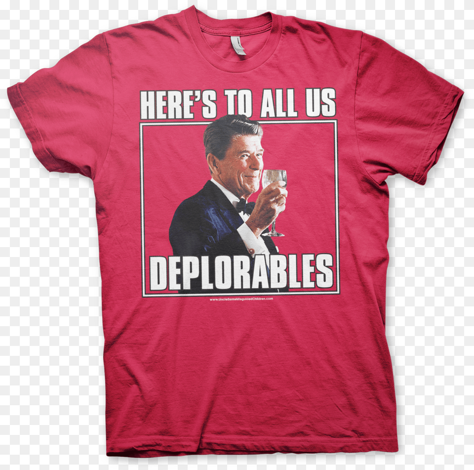 Ronald Reagan Cheers All Deplorables Space Force T Shirt, T-shirt, Clothing, Person, Man Png Image