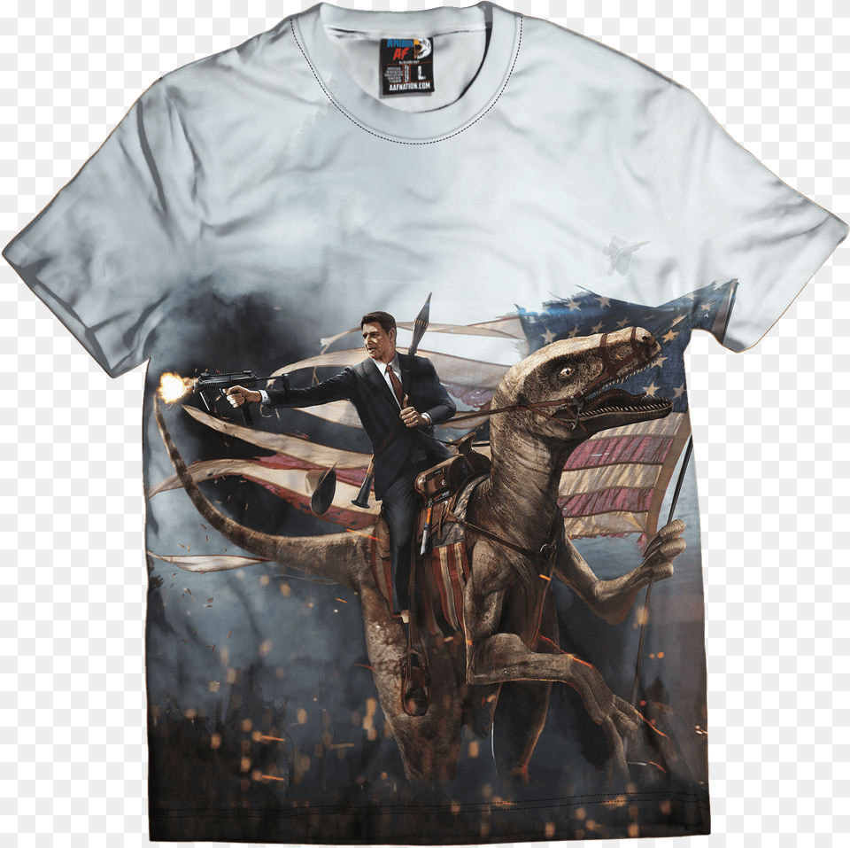 Ronald Reagan Velociraptor, T-shirt, Shirt, Clothing, Person Png
