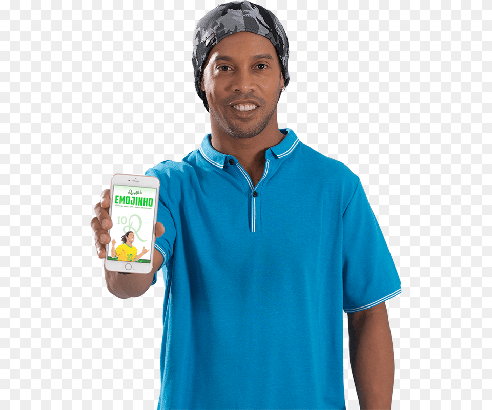 Ronaldinho Polo Shirt, T-shirt, Clothing, Phone, Person Png Image