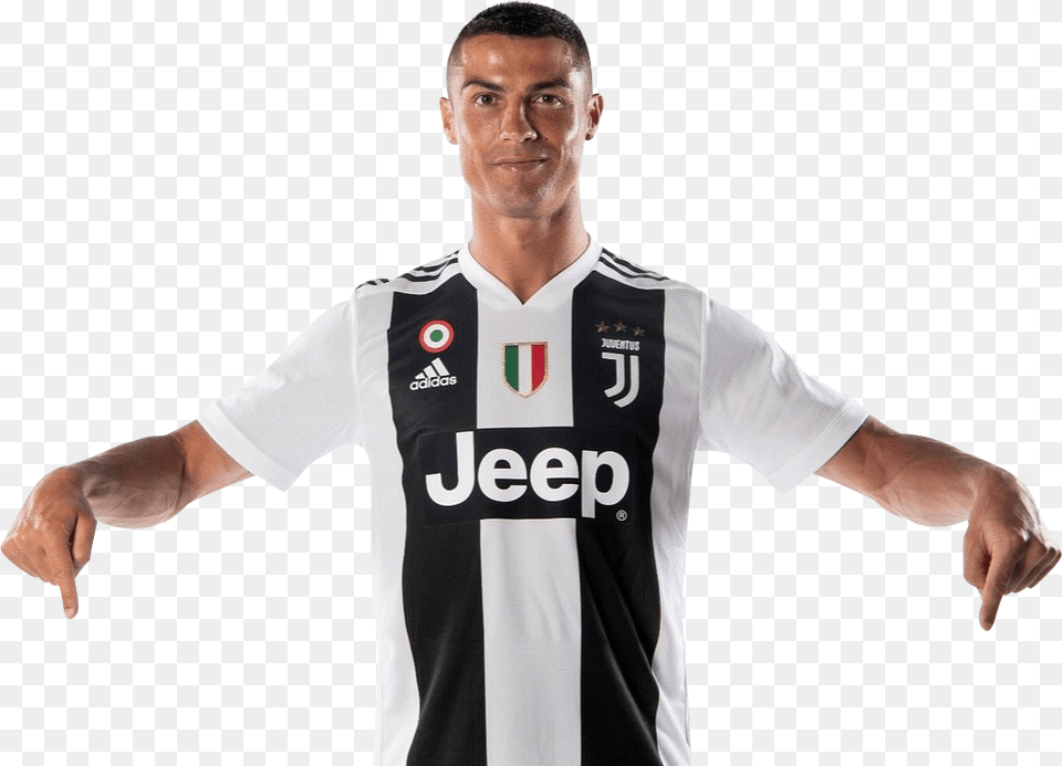 Ronaldo Juventus Cr7 2018 Clipart Cristiano Ronaldo Juventus, Adult, Shirt, Person, Man Png Image