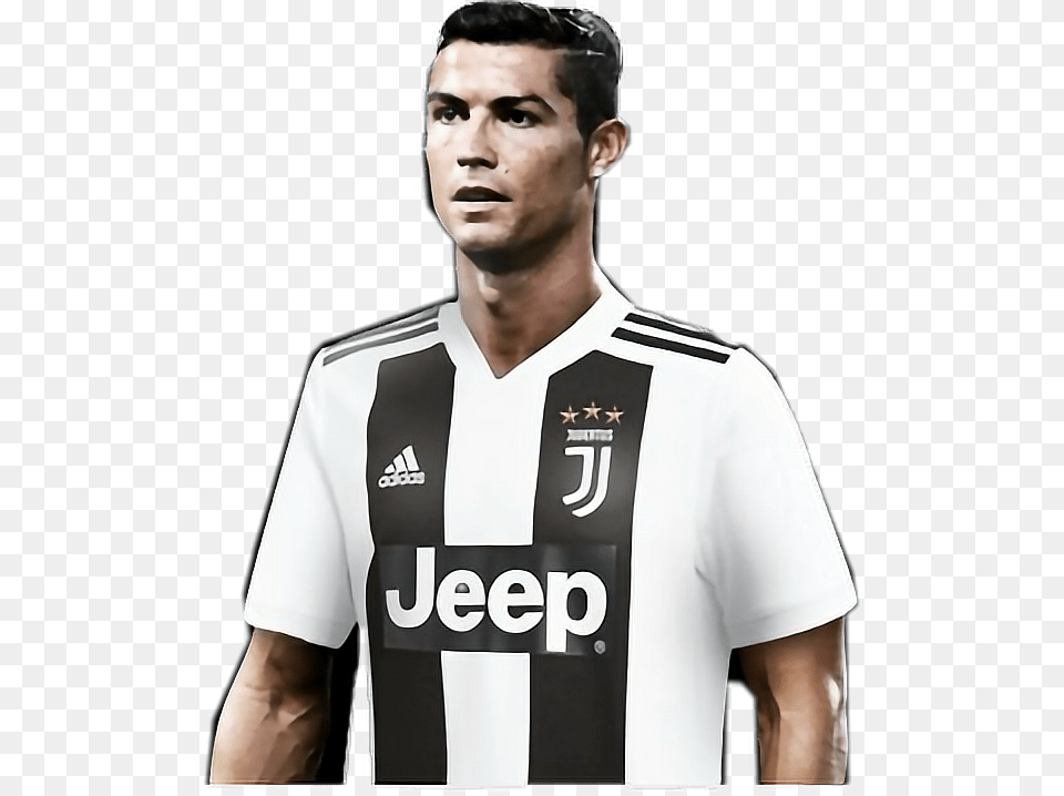 Ronaldo Juventus Freetoedit Juventus Jersey 18, Shirt, Clothing, Adult, Person Png