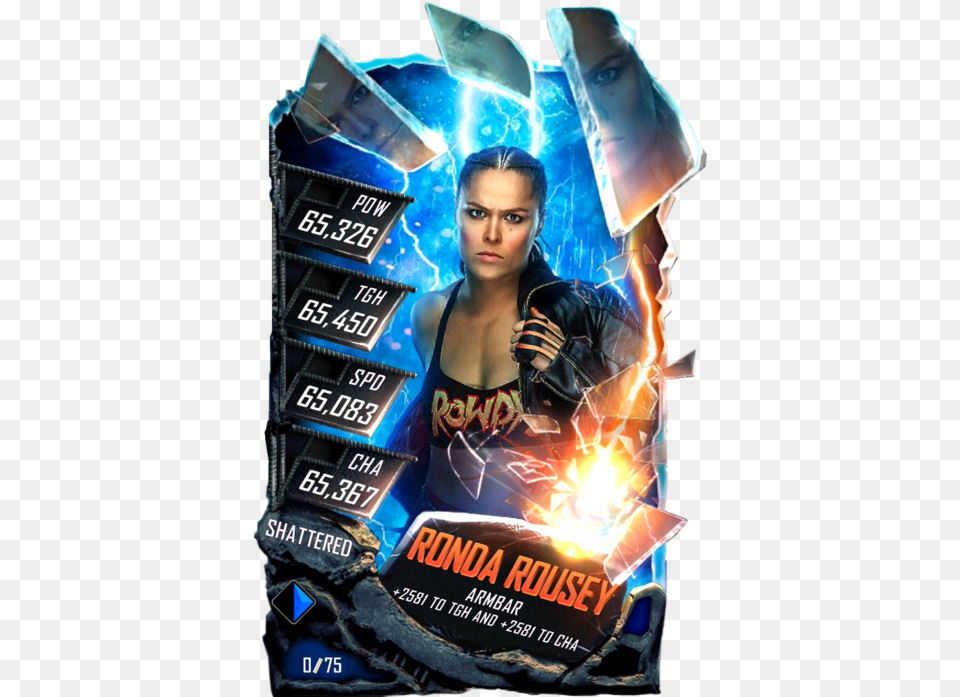 Rondarousey S5 24 Shattered8 Wwe Supercard Shattered Cards, Advertisement, Poster, Clothing, Glove Png Image