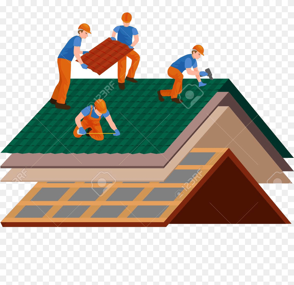 Roof Clipart Work Clip Art On Transparent Roof Repair Vector, Adult, Person, Man, Male Png Image