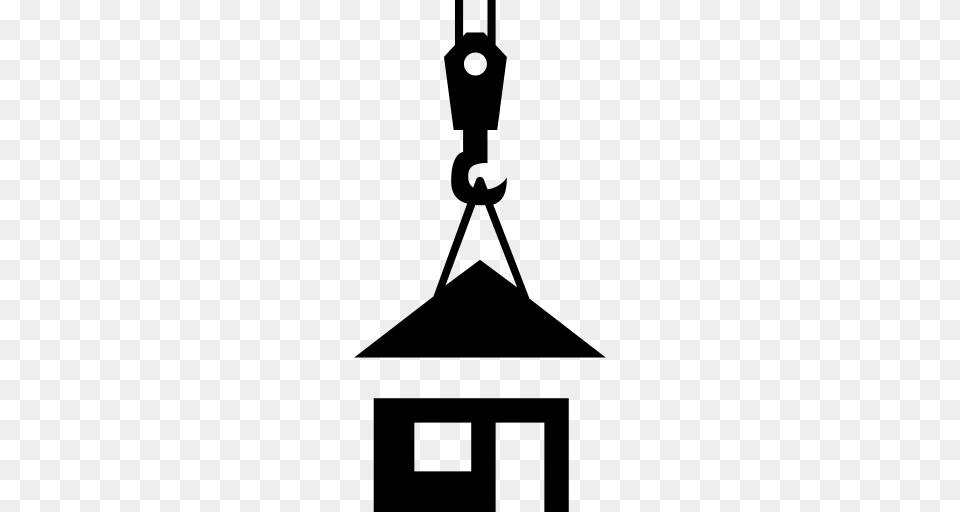 Roof Holding Of A Crane On Prefabricated House Icon, Gray Free Transparent Png