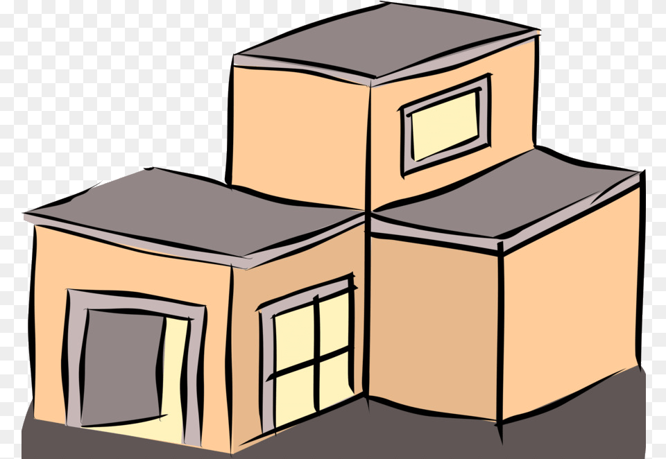 Roof Window Flat House Clip Art Cliparts Flat Roof House Clipart, Box, Cardboard, Carton, Package Png Image