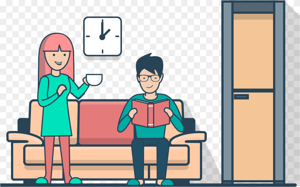 Room Clip Cartoon Living Room, Book, Publication, Person, Comics Free Png