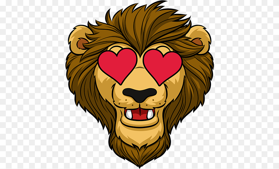 Roomie With Heart Eyes Cartoon, Animal, Lion, Mammal, Wildlife Free Transparent Png
