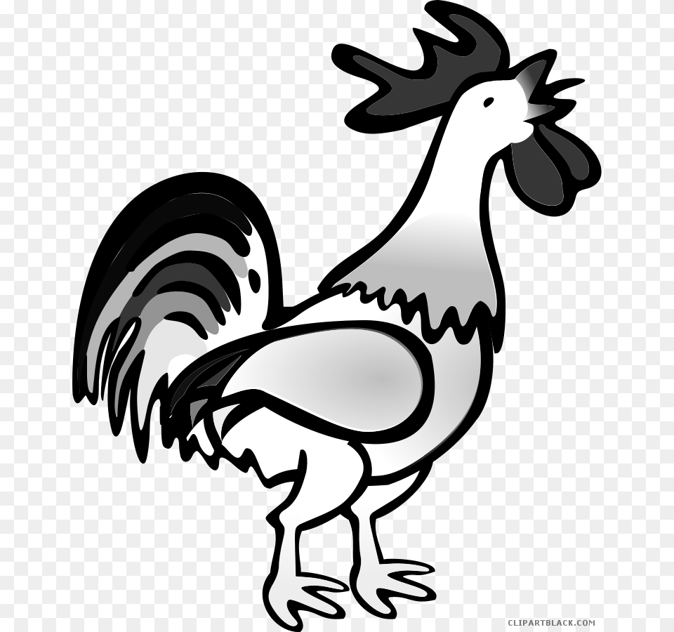 Rooster Animal Black White Clipart Images Clipartblack Rooster Cock Clipart, Stencil, Kangaroo, Mammal, Bird Free Png Download