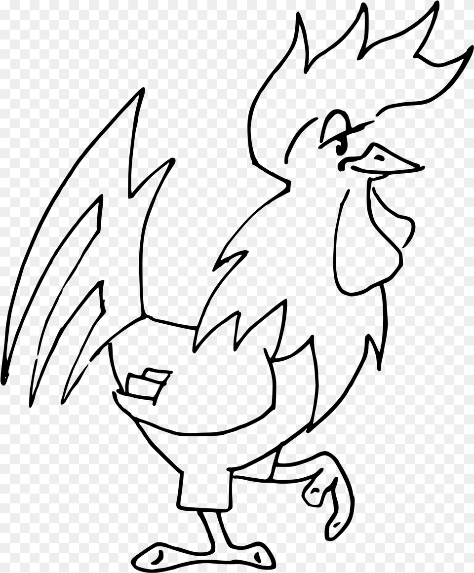 Rooster Black And White Drawing, Gray Free Transparent Png