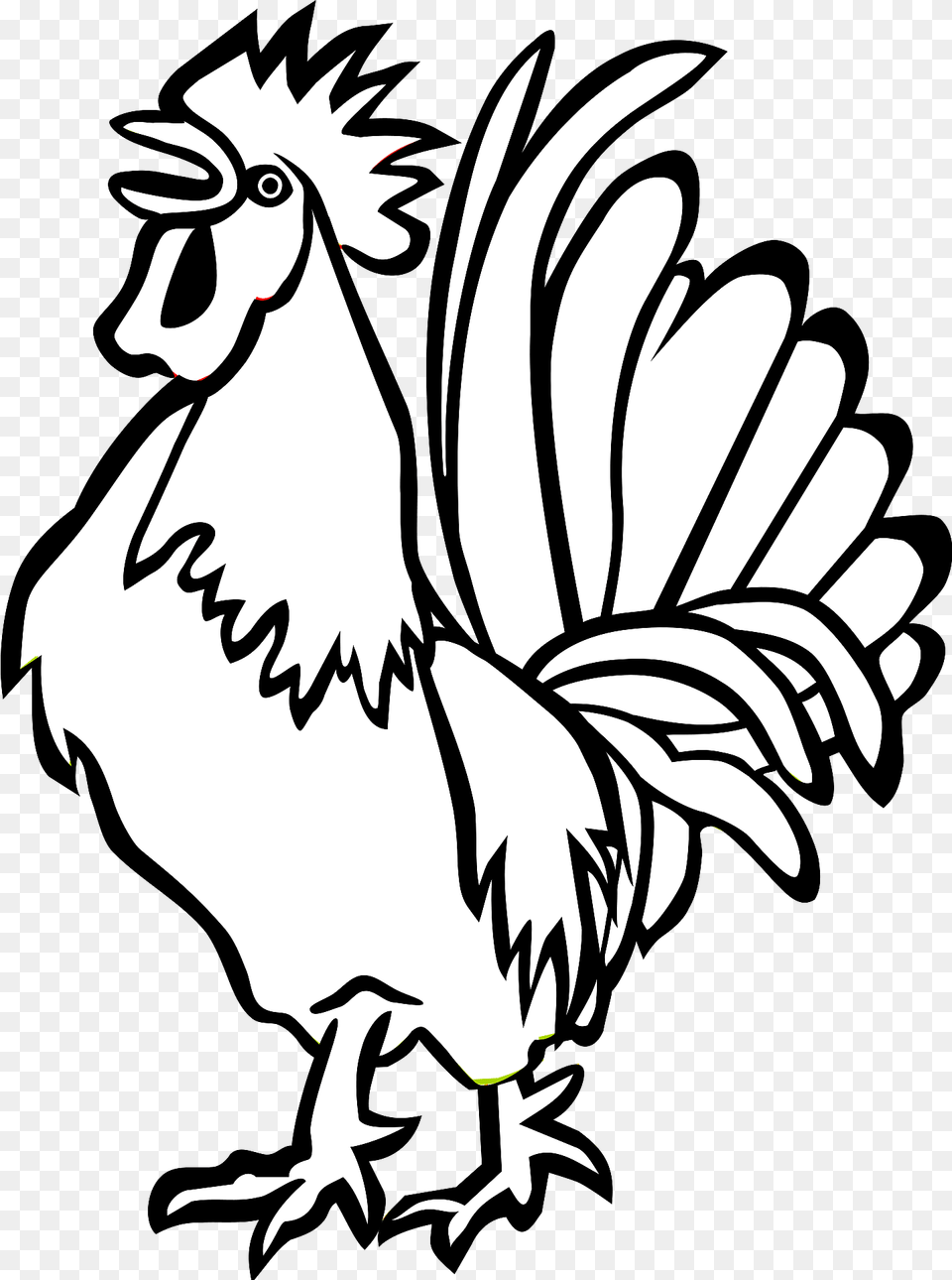 Rooster Black And White Line Art Clipart, Animal, Bird, Fowl, Poultry Free Png