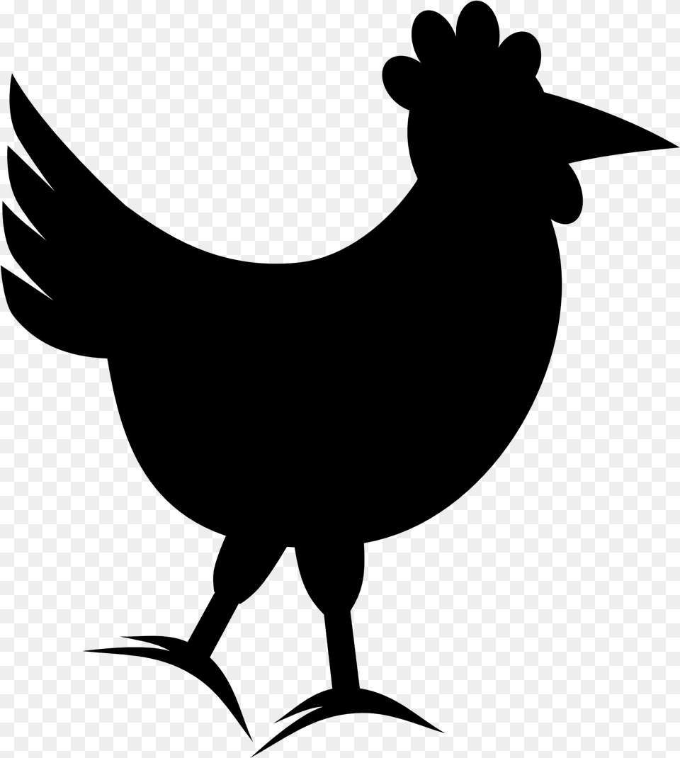 Rooster Chicken Clip Art Silhouette Fauna Gallo Silueta, Gray Free Png