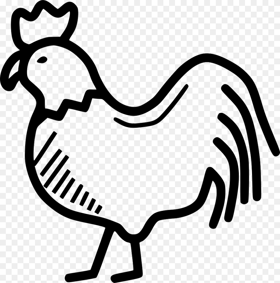 Rooster Chicken Hen Bird Livestock Farm Simple Hen Clipart, Stencil, Smoke Pipe, Animal Free Transparent Png