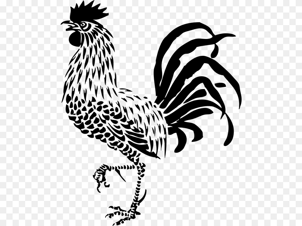 Rooster Clipart Black And White, Gray Png