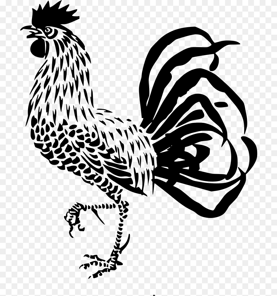 Rooster Clipart Black And White, Gray Png