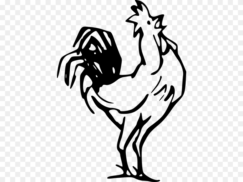 Rooster Farm Barn Rooster Clip Art Black And White, Gray Free Transparent Png