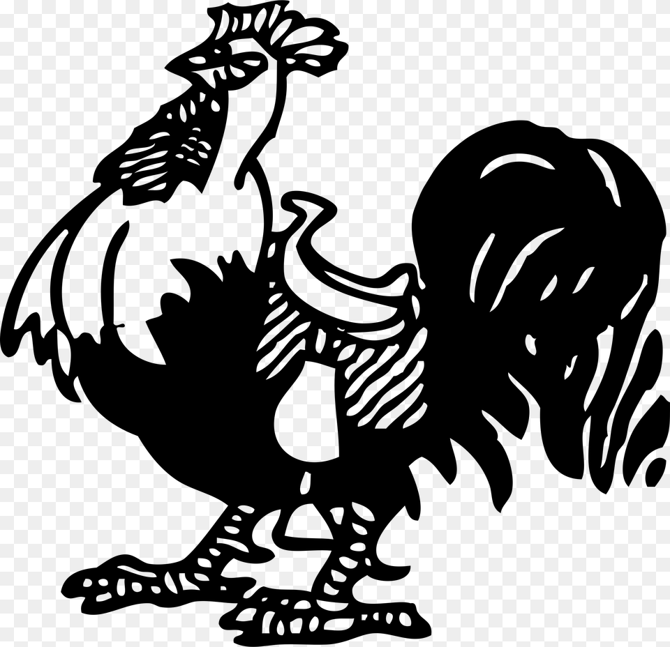 Rooster With A Saddle Clip Arts Rooster Wearing A Saddle, Gray Png Image