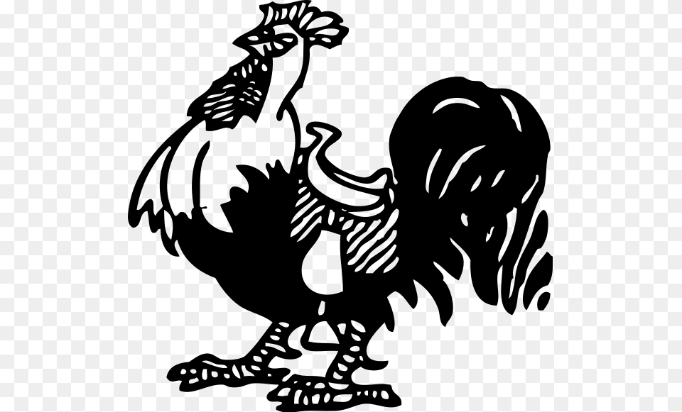 Rooster With A Saddle Clipart, Gray Free Transparent Png