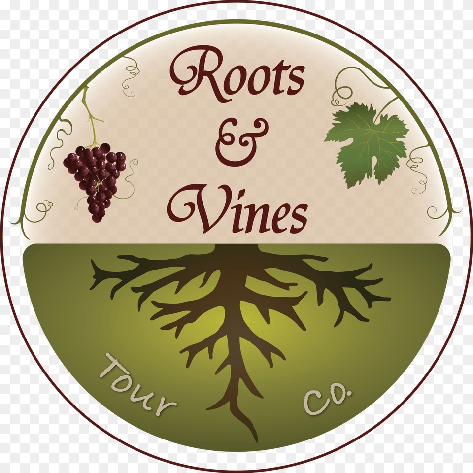 Roots Amp Vines Tour Co Circle, Food, Fruit, Grapes, Leaf Free Transparent Png