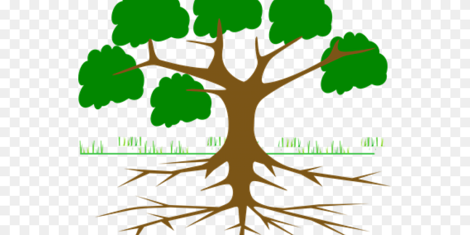 Roots Clipart Animated Tree Tree With Roots Cartoon, Plant, Root, Vegetation, Antler Free Png Download