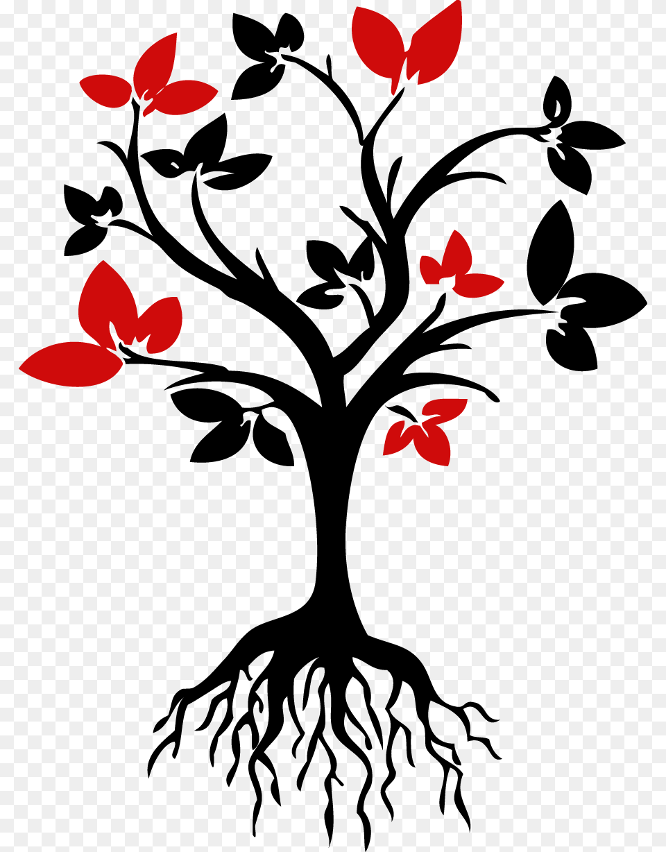 Roots Clipart Transparent Background Family Tree With Root Clipart, Flower, Petal, Plant, Art Free Png Download