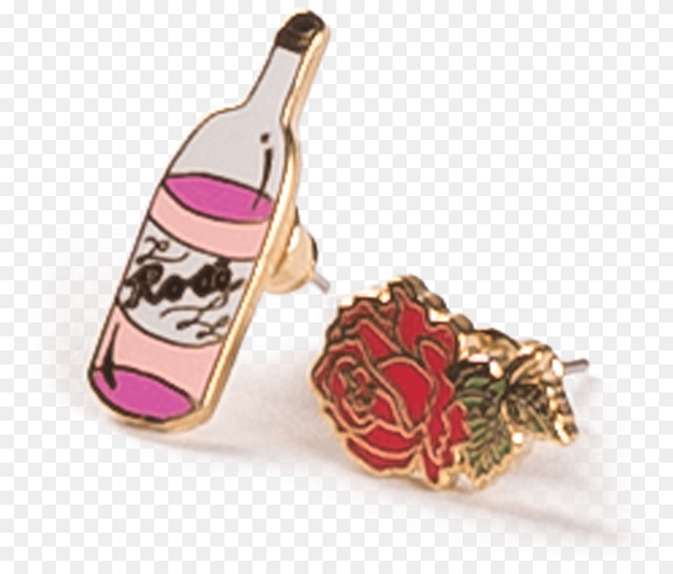 Ros Amp Rose Earrings Earring, Bottle, Accessories, Alcohol, Beverage Png Image