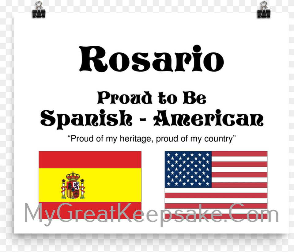 Rosario Proud Heritage Spain American Flag, American Flag, Text Png Image