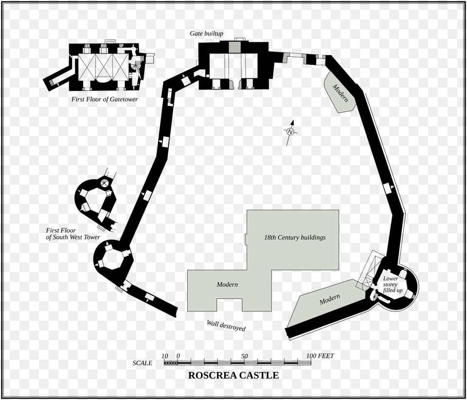 Roscrea Castle Plan Norm Doe Castle Floor Plan, Diagram Free Transparent Png