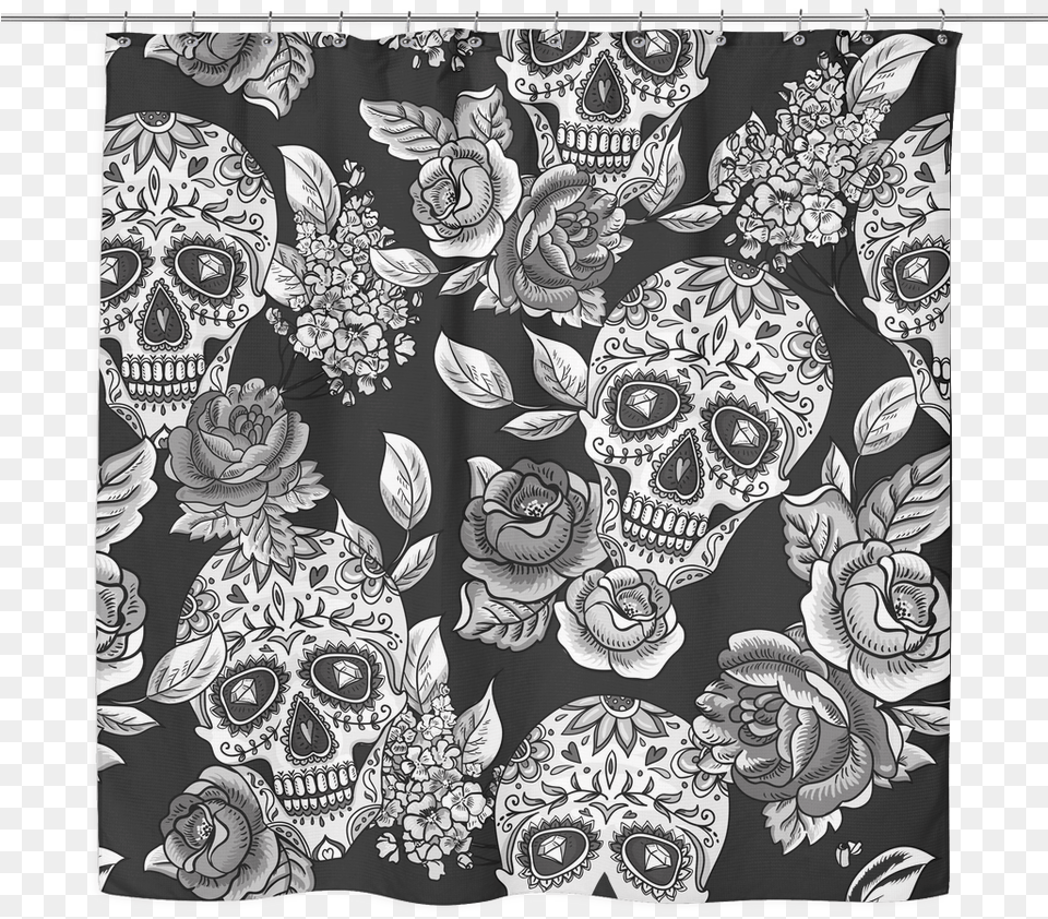 Rose Amp Diamond Skull Shower Curtain Dead Of The Dead Background, Art, Pattern, Drawing Free Png Download