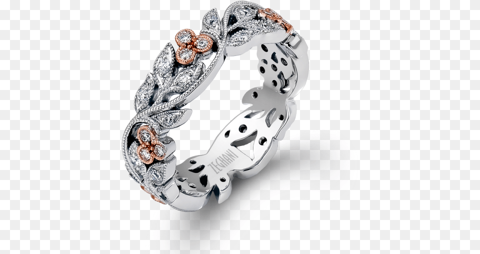 Rose And White Leaf Pattern Diamond Ring Right Hand Ring, Accessories, Bracelet, Jewelry, Gemstone Free Png