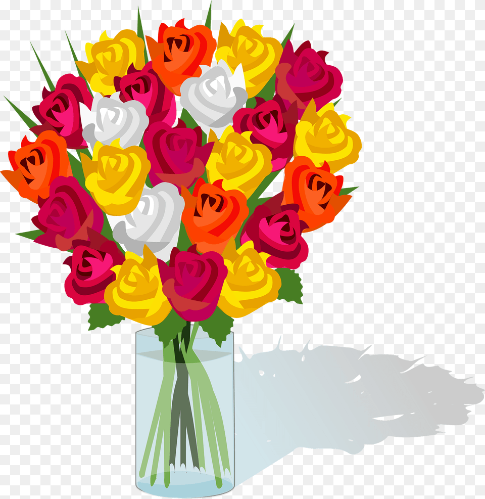 Rose Bouquet In A Glass Vase Clipart, Art, Floral Design, Flower, Flower Arrangement Png Image