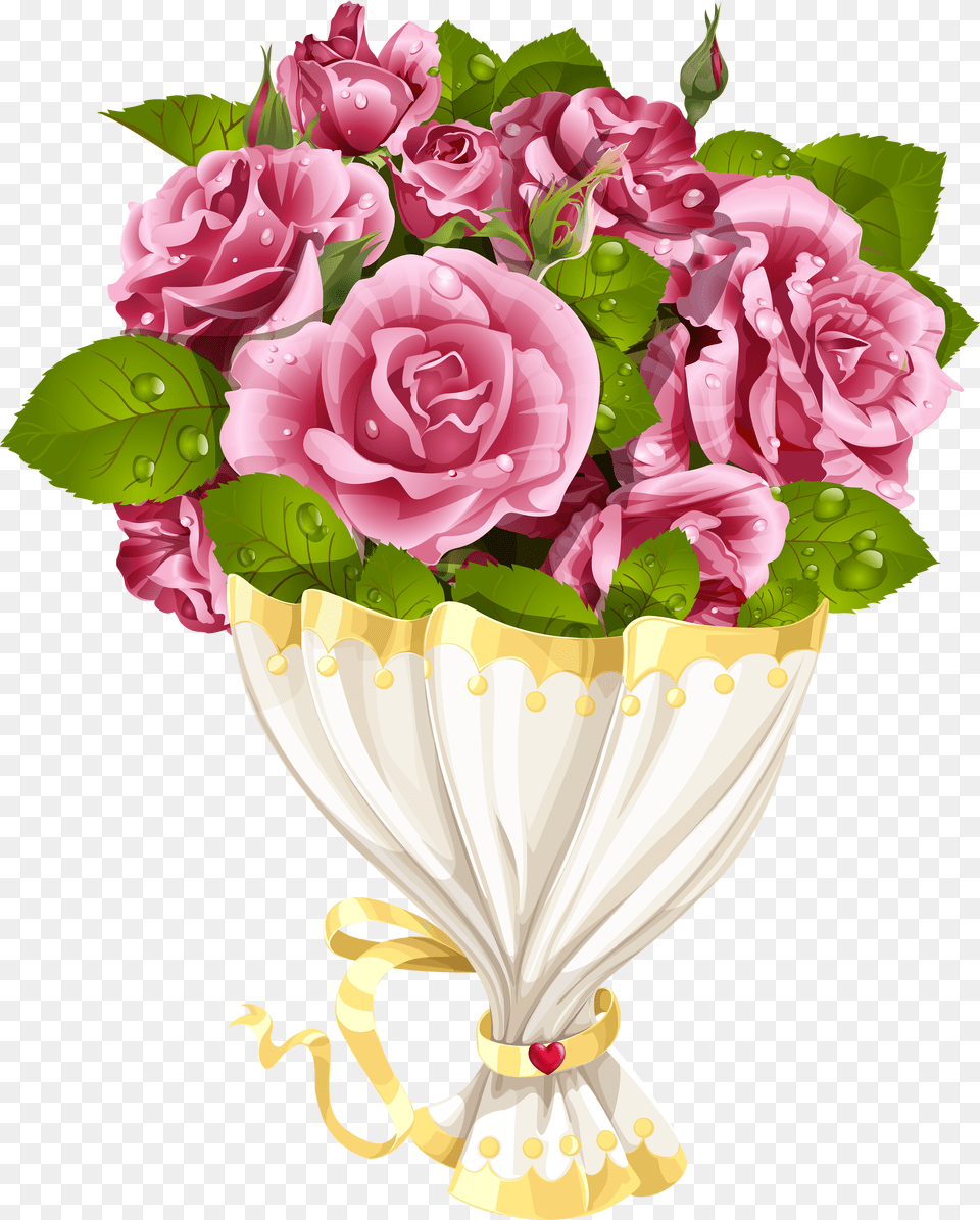 Rose Bouquet With Heart Transparent Clip Art Image Transparent Background Bouquet Clipart Png