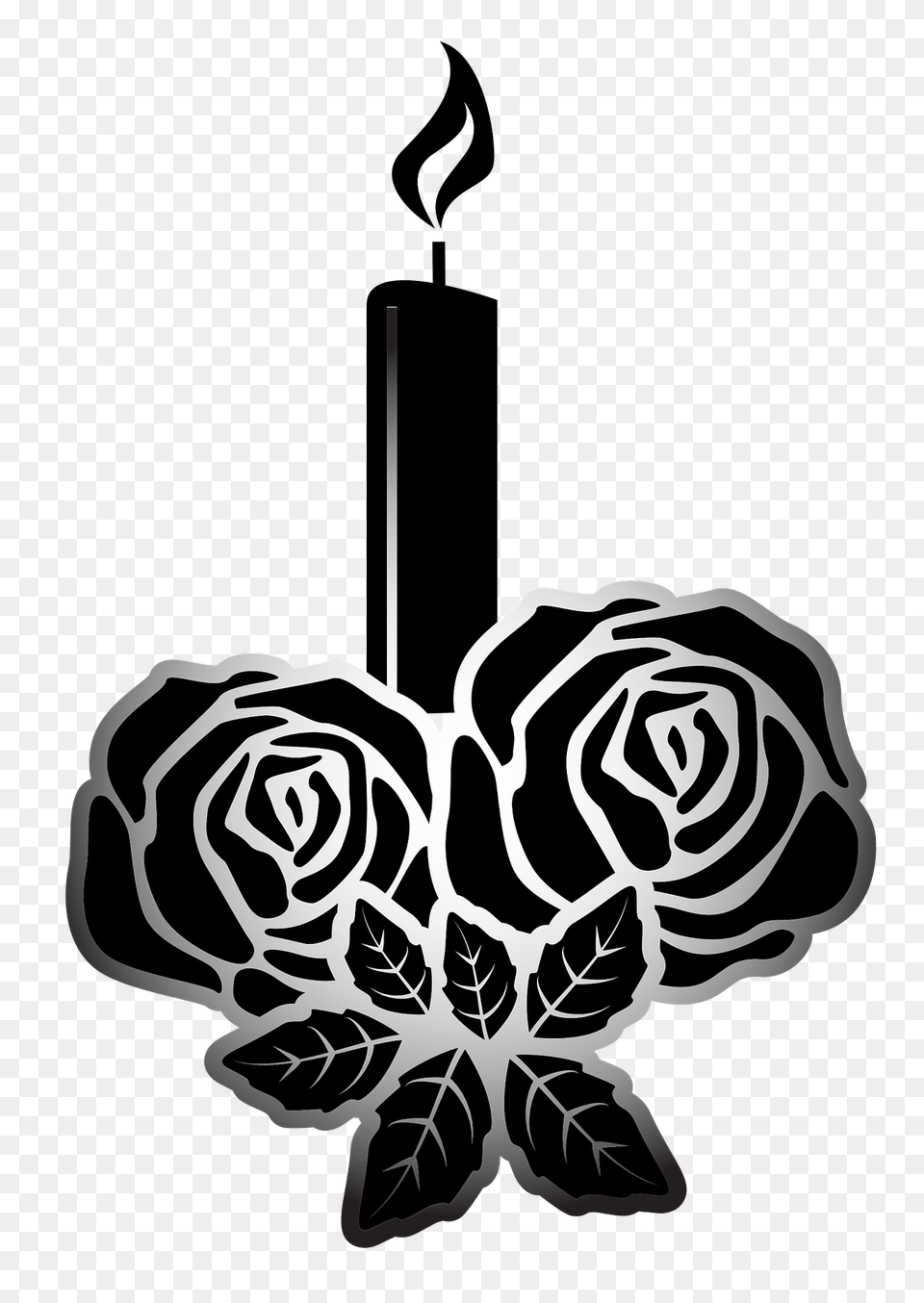 Rose Candle Clipart, Stencil Png Image