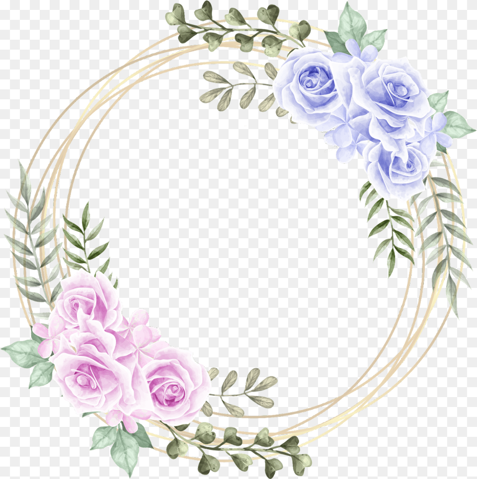 Rose Circle Wreath Geometric Glitter Floral Watercolor Garden Roses, Flower, Flower Arrangement, Plant, Flower Bouquet Png Image