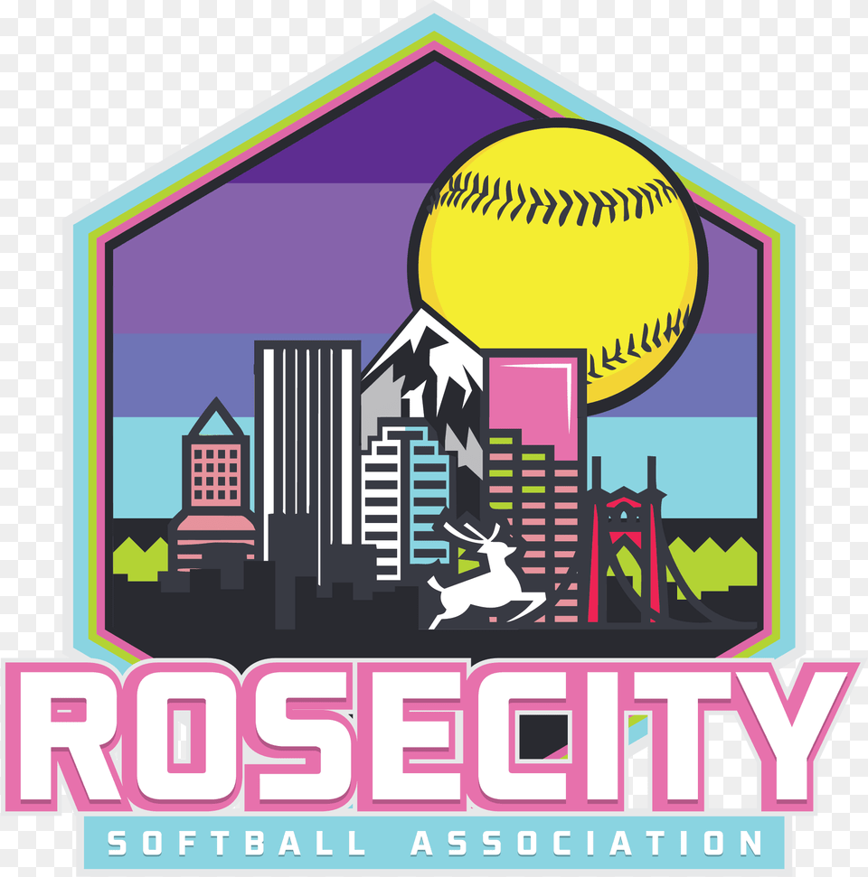 Rose City Softball Association Logo Graphic Design, Advertisement, People, Person, Poster Png