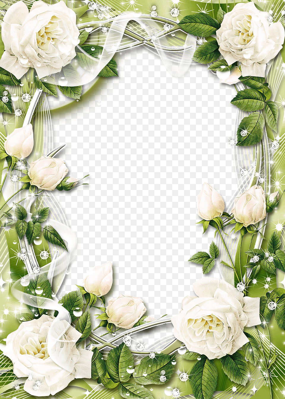 Rose Clip Art Black And White Border White Roses Frame Png Image