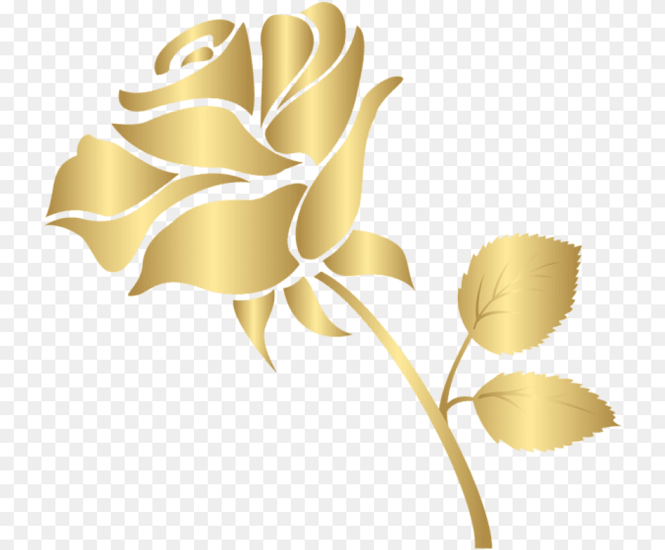 Rose Clipart Gold Picture Rose Flower Golden, Art, Plant, Pattern, Leaf Png Image