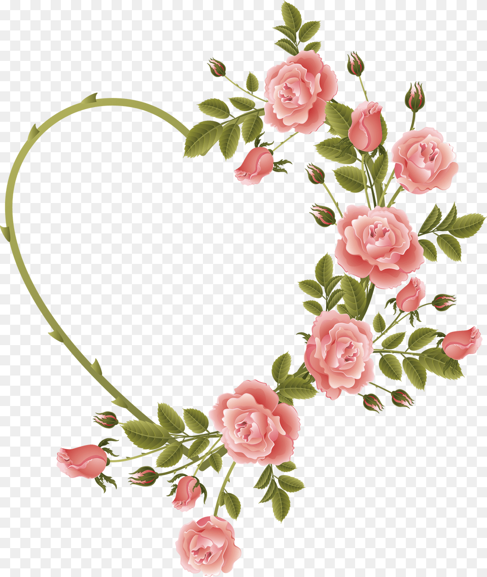 Rose Decorated Heart Frame Rose Heart Frame, Art, Floral Design, Graphics, Pattern Free Transparent Png