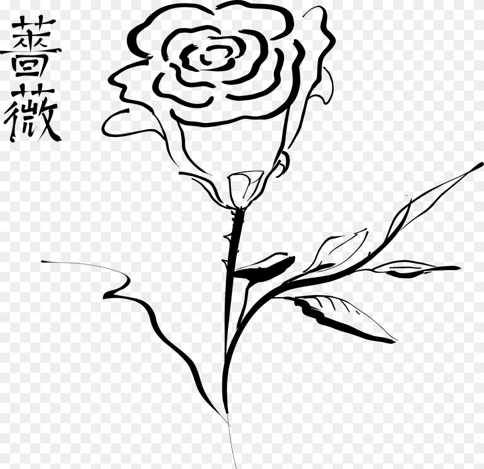 Rose Drawing Clip Art Calligraphic Lines In Art, Gray Free Png Download