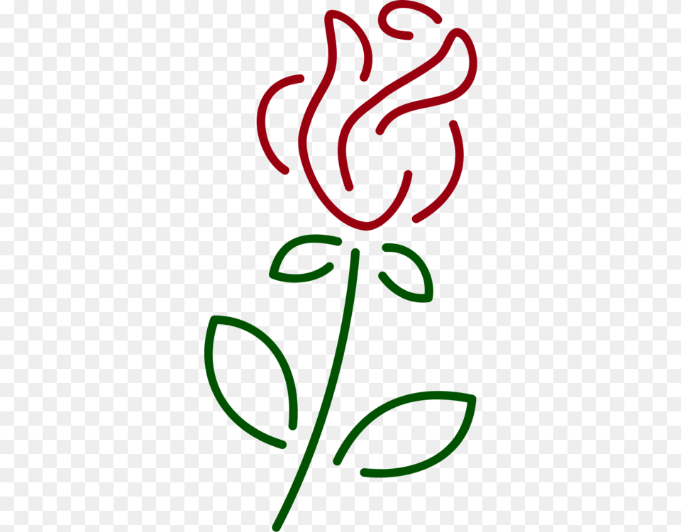 Rose Drawing Line Art Silhouette, Light, Neon, Flower, Plant Free Png