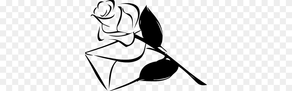 Rose Flower Silhouette Clipart Clipart, Gray Free Png Download
