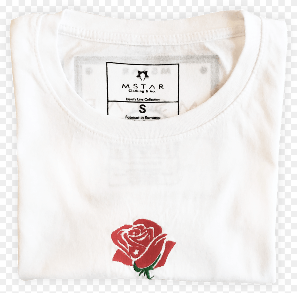 Rose For No One White T Shirt With Embroidery Stitch, Clothing, Flower, Plant, T-shirt Free Png Download