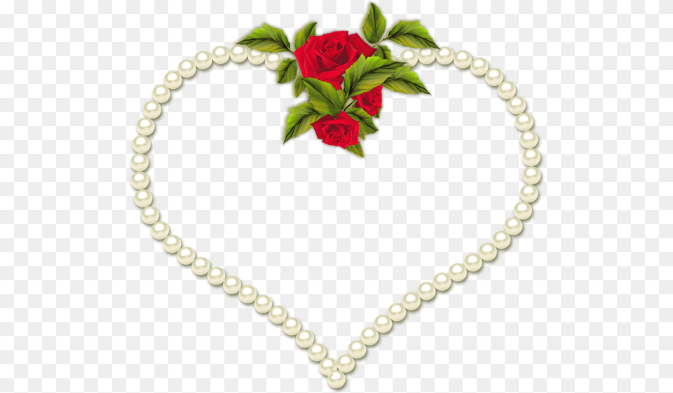 Rose Frame Clip Art Frame Heart Pearl And A Rose Transparent, Accessories, Flower, Jewelry, Necklace Png