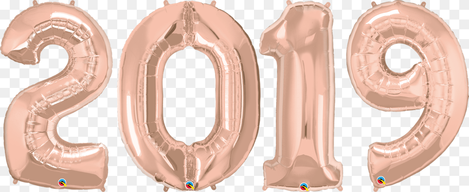 Rose Gold 2019 Foil Number Balloons Bundle Rose Gold Foil Numbers, Symbol, Text, Plate Free Png Download