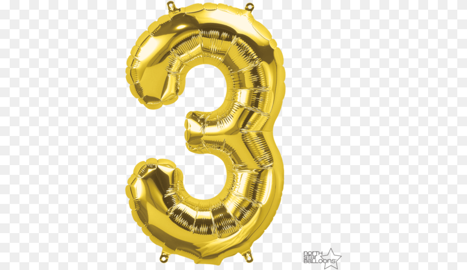 Rose Gold 3 Balloon Silver Foil Balloon, Number, Symbol, Text Free Png