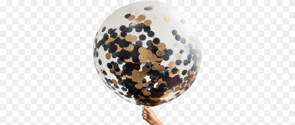 Rose Gold And Black Confetti Jumbo Balloon Balloon, Sphere, Plate, Astronomy Free Png Download