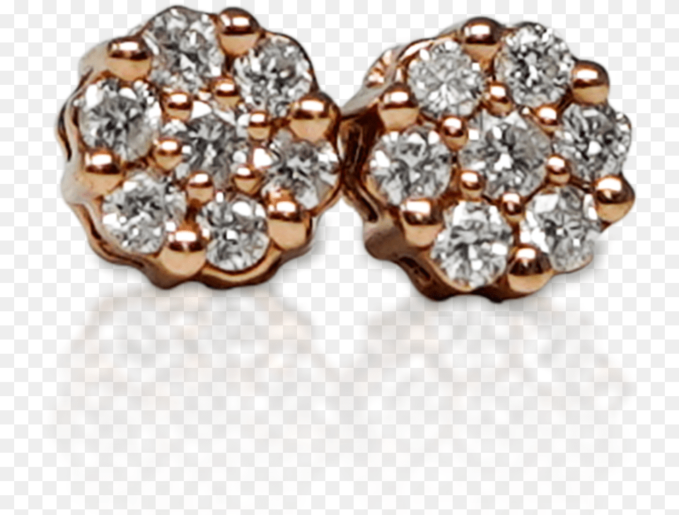 Rose Gold Diamond Flower Earrings Earrings, Accessories, Earring, Gemstone, Jewelry Png Image