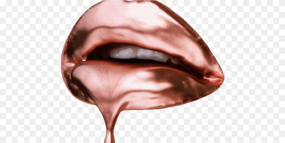 Rose Gold Dripping Lips, Person, Food Png Image