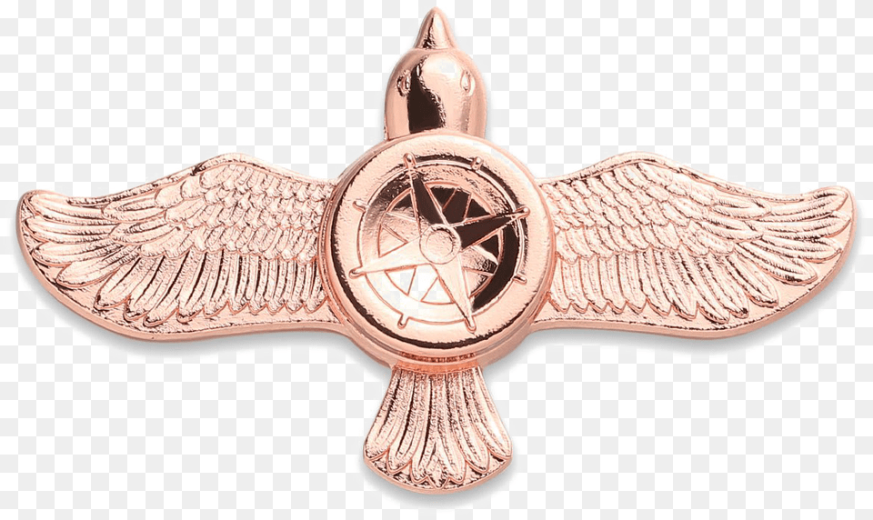 Rose Gold Fidget Spinner Stress Relief Toy Eagle Shape Fidget Metal Spinner, Badge, Logo, Symbol Png Image
