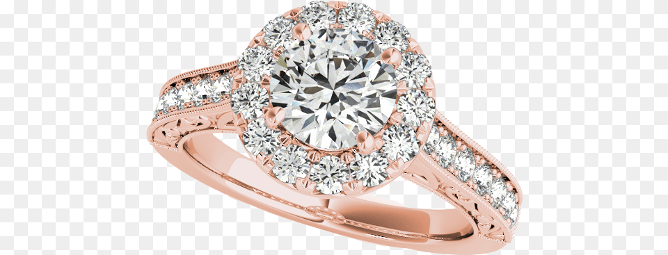 Rose Gold Halo Engagement Rings, Accessories, Diamond, Gemstone, Jewelry Free Png