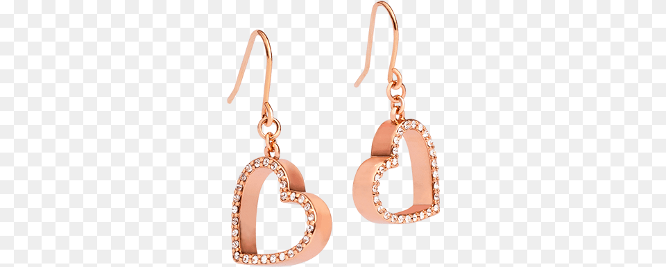 Rose Gold Heart Drop Earrings With Swarovski Crystals Earrings, Accessories, Earring, Jewelry, Necklace Png